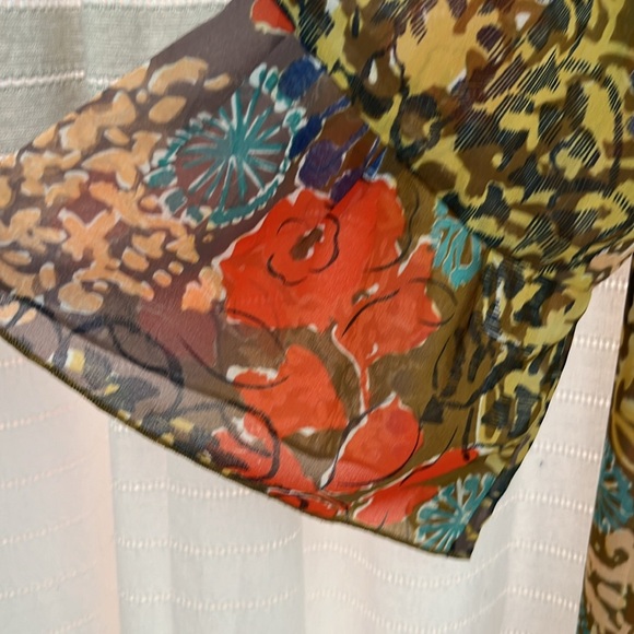 Colorful Tie Front Floral Semi-Sheer Blouse Overlay Cardigan Sz XL Cabi EUC - Picture 4 of 4